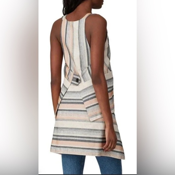 Rosetta Getty- Apron Wrap Halter Jacquard Stripe Sleeveless Tunic. Size 0 - Picture 2 of 9